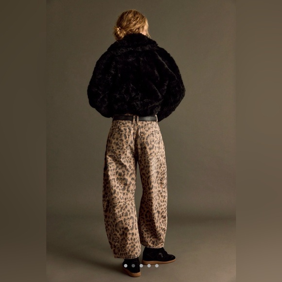 We The Free  people Good luck Leopard Print Barrel Jeans - Picture 5 of 9